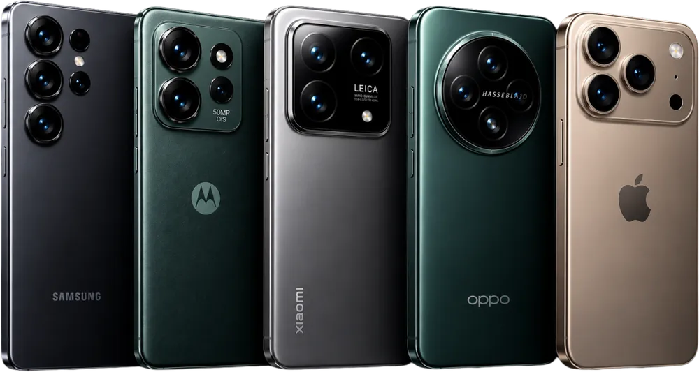Celulares de diferentes modelos vistos de trás